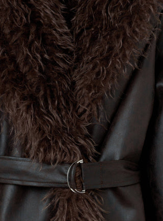  Laagam Zoya Brown Shearling Short Coat