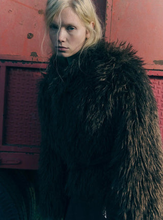  Laagam Zoya Brown Shearling Short Coat