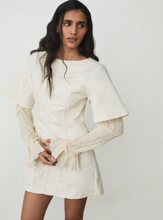  Laagam Rosette Ecru Short Dress