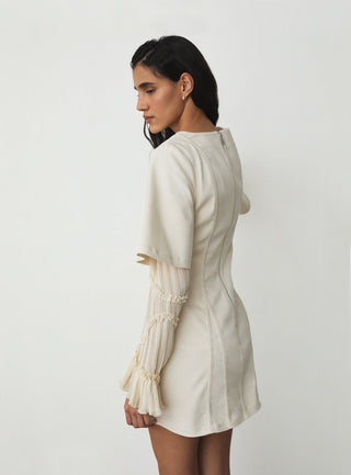  Laagam Rosette Ecru Short Dress