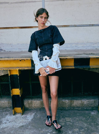  Laagam Rosette Grey Short Dress