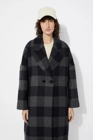  Rita Row Setut Checkered Navy Coat