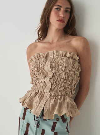  Laagam Susan Sand Strapless Top