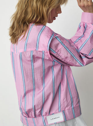  Laagam Watson Pink Striped Bomber Jacket