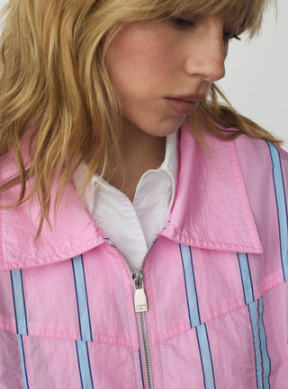  Laagam Watson Pink Striped Bomber Jacket