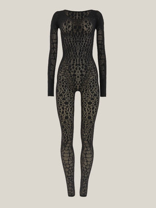  Wolford Reptile Net Jumpsuit Black