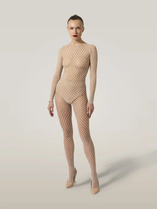  Wolford Velvet Net String Body White