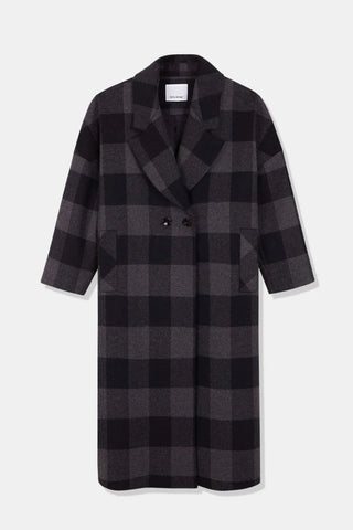 Coat - Rita Row Setut Checkered Navy Coat - Anavi