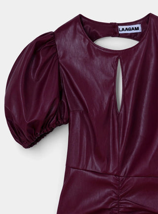 Dress - Laagam Provence Burgundy Faux Leather Dress - Anavi