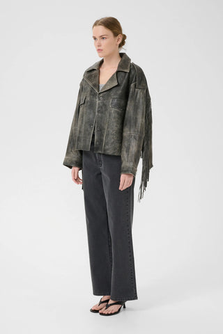 Gestuz Gzjaggy Black Leather Jacket - Anavi