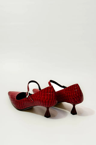 Kirò Décolleté Rosso Coccodrillo Croco - Anavi