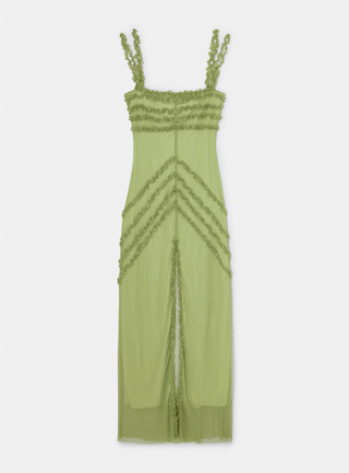 Laagam Arabella Green Ruffled Dress - Anavi