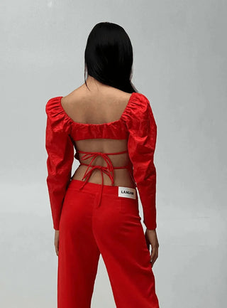 Laagam Blouse Brigitte Red Blouse - Anavi