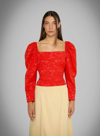 Laagam Blouse Brigitte Red Blouse - Anavi