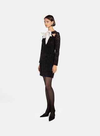 Laagam Candice Bow Textured Dress - Anavi