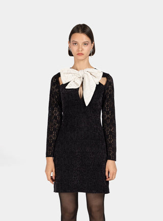 Laagam Candice Bow Textured Dress - Anavi