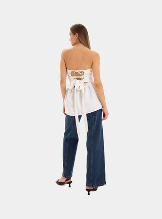Laagam Cecile White Strapless Top - Anavi