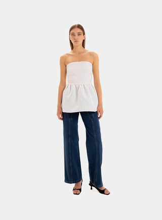 Laagam Cecile White Strapless Top - Anavi