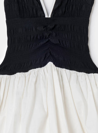 Laagam Chloe Black & White Balloon Short Dress - Anavi
