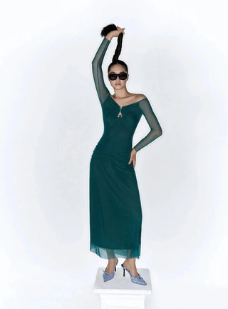 Laagam Dress Naomi Green Tulle Dress - Anavi