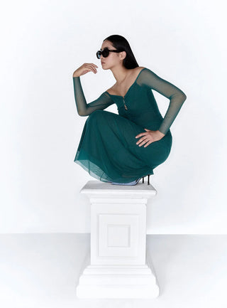 Laagam Naomi Green Tulle Dress - Anavi