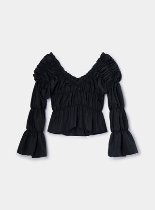 Laagam Sadie Black Ruched Blouse - Anavi