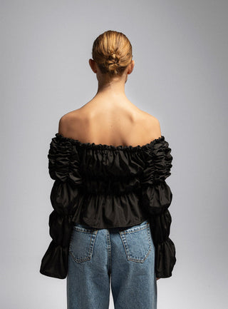 Laagam Sadie Black Ruched Blouse - Anavi