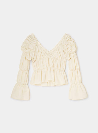 Laagam Sadie Ecru Ruched Blouse - Anavi