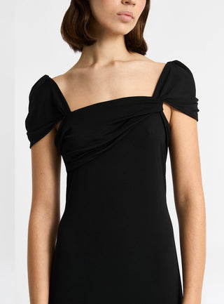 Laagam Sia Black Jersey Midi Dress - Anavi