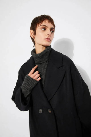 Rita Row Coat Cedar Black Coat - Anavi