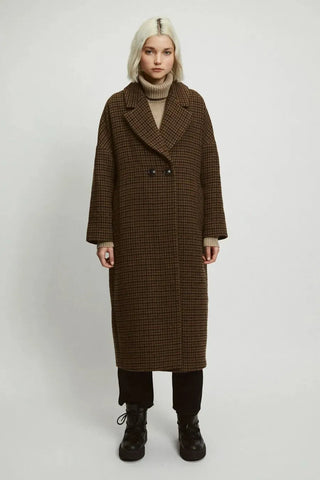 Rita Row Coat Cedar Checkered Coat - Anavi