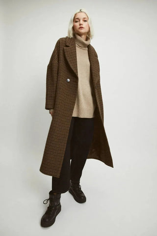 Rita Row Coat Cedar Checkered Coat - Anavi