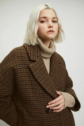 Rita Row Coat Cedar Checkered Coat - Anavi