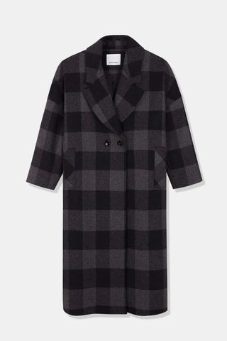 Rita Row Coat Setut Checkered Navy Coat - Anavi