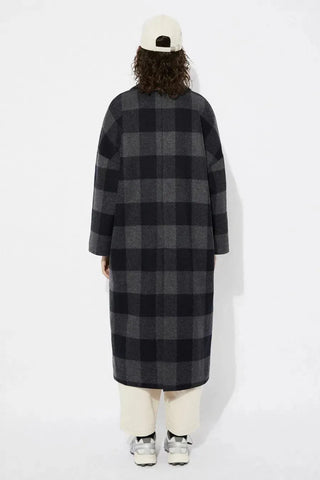 Rita Row Coat Setut Checkered Navy Coat - Anavi