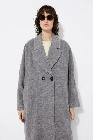 Rita Row Coat Setut Grey Melange Coat - Anavi