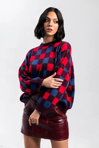 Rita Row Freser Checkered (red/blue) Sweater - Anavi