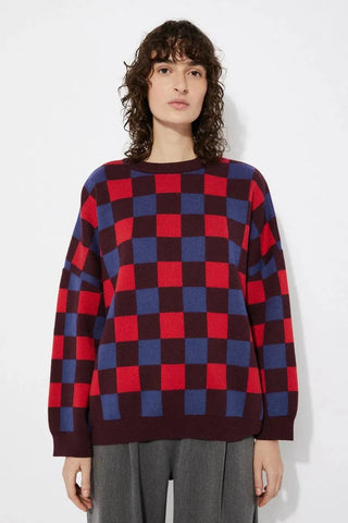 Rita Row Sweater Freser Checkered (red/blue) Sweater - Anavi