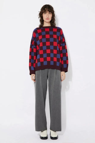 Rita Row Sweater Freser Checkered (red/blue) Sweater - Anavi