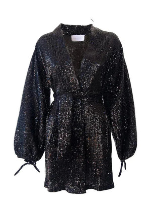 Alessandra Gallo Dress Elvira Black Sequin Dress - Anavi