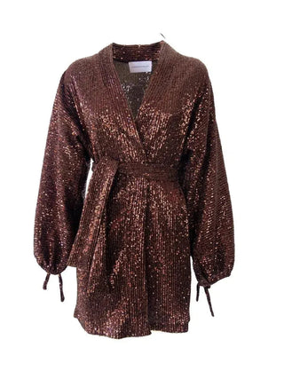 Alessandra Gallo Dress Elvira Brown Sequin Dress - Anavi