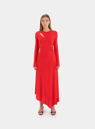 Dress - Laagam Winona Red Stretch Dress - Anavi